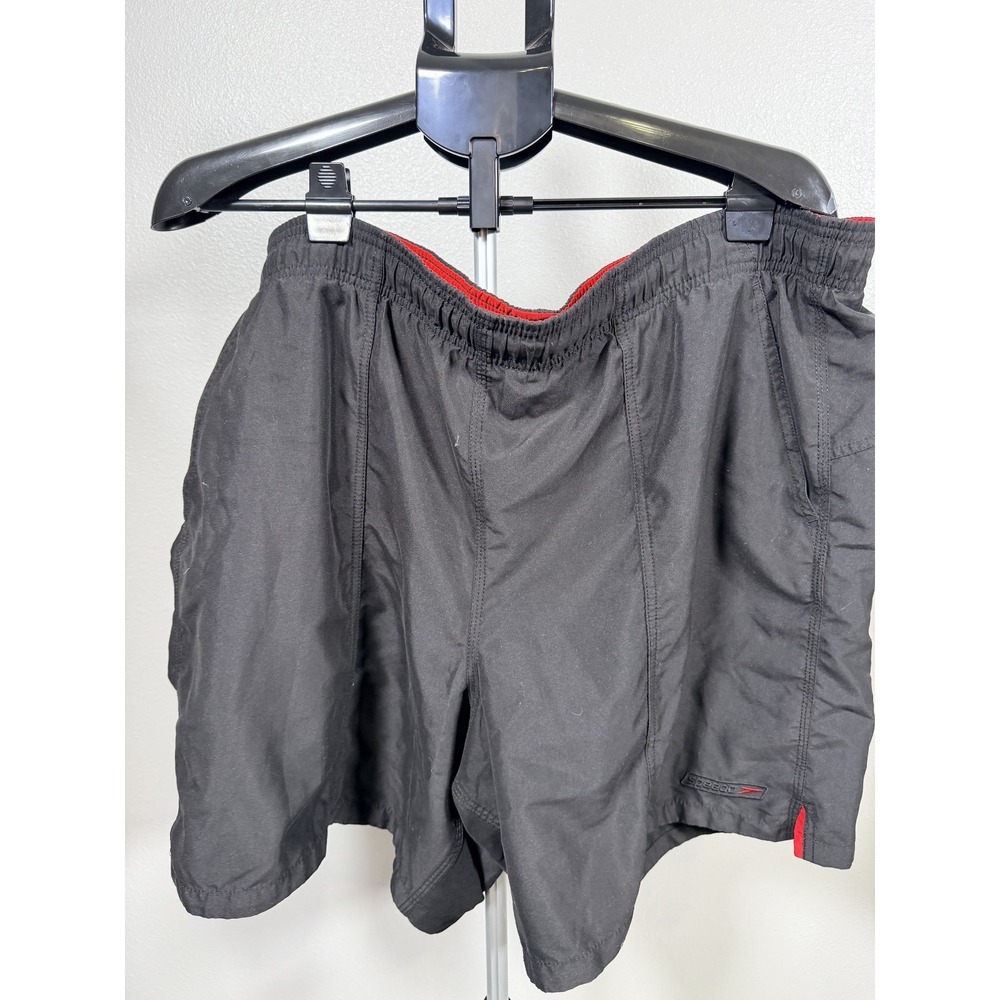 Speedo Swim Shorts Mens XL Black Mesh Lined Drawstring Stretch Beach Surfing